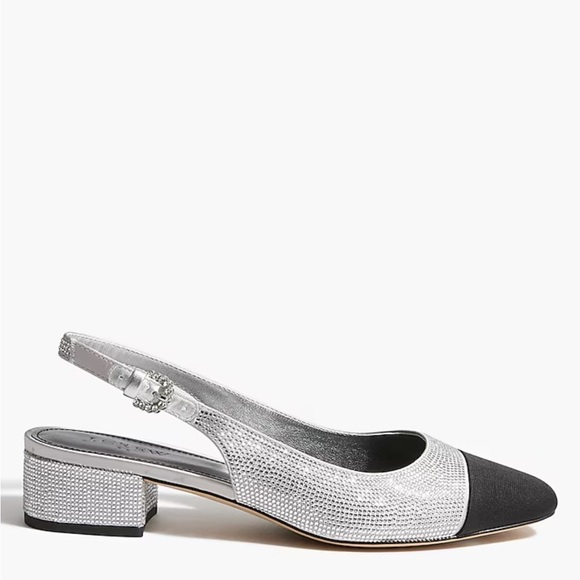NWOB J crew Rhinestone low-heel slingbacks - Picture 3 of 7